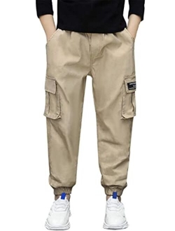 SANGTREE Boy's Multi Pocket Cargo Jogger Pants, 3-15 Years