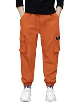 SANGTREE Boy's Multi Pocket Cargo Jogger Pants, 3-15 Years