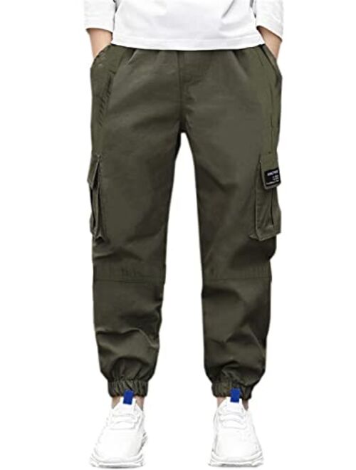 SANGTREE Boy's Multi Pocket Cargo Jogger Pants, 3-15 Years