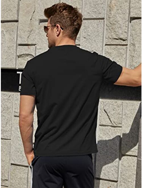 Diorlv Men's Performance Moisture Wicking T-Shirt Wrinkle-Resistant Quick Dry Short Sleeve  UPF 50+ Sun Protection Athletic