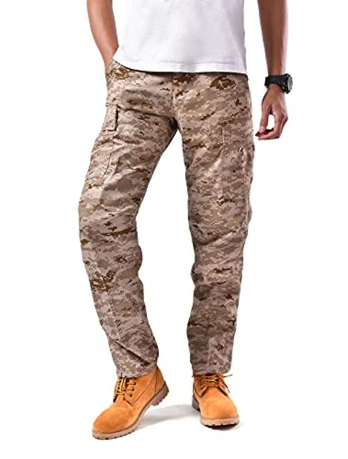 Backbone Mens Casual Street Fashion Camo Cargo Pants Army Combat Military BDU Pants Work Hunt Pants