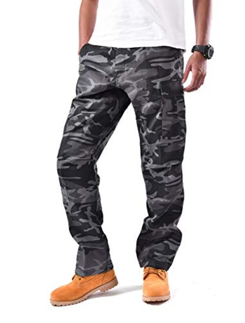 Backbone Mens Casual Street Fashion Camo Cargo Pants Army Combat Military BDU Pants Work Hunt Pants