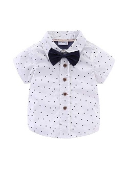 Mud Kingdom Little Boys Dress Shirts Short Sleeve Cute Summer