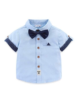 Mud Kingdom Little Boys Dress Shirts Short Sleeve Cute Summer