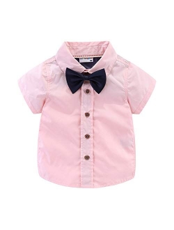 Mud Kingdom Little Boys Dress Shirts Short Sleeve Cute Summer