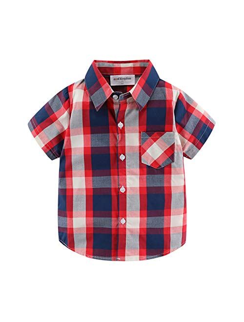 Mud Kingdom Little Boys Dress Shirts Short Sleeve Cute Summer