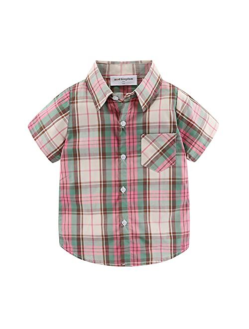 Mud Kingdom Little Boys Dress Shirts Short Sleeve Cute Summer