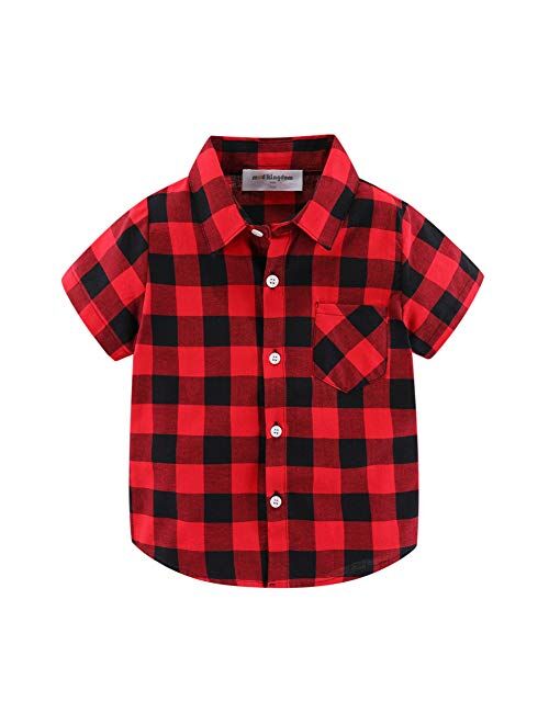 Mud Kingdom Little Boys Dress Shirts Short Sleeve Cute Summer