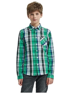 Tronjori Boy's Long Sleeve Button Down Woven Shirt