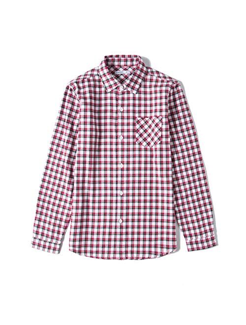 Tronjori Boy's Long Sleeve Button Down Woven Shirt