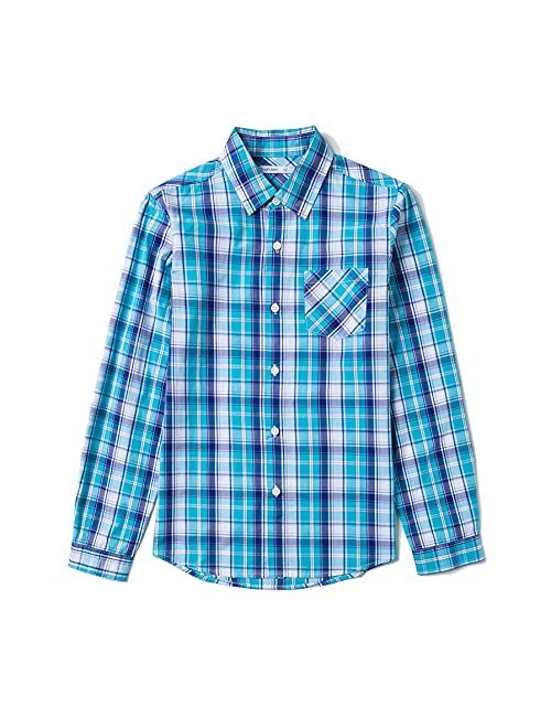 Tronjori Boy's Long Sleeve Button Down Woven Shirt