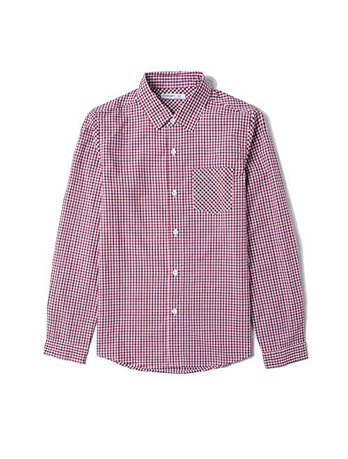 Tronjori Boy's Long Sleeve Button Down Woven Shirt