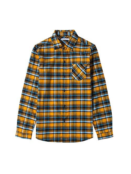 Tronjori Boy's Long Sleeve Button Down Woven Shirt