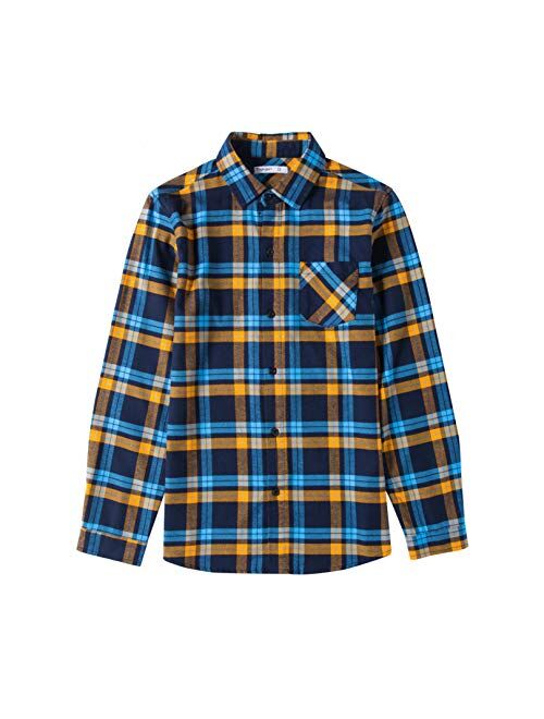 Tronjori Boy's Long Sleeve Button Down Woven Shirt