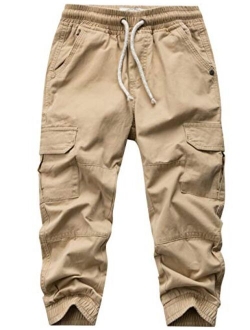 WIYOSHY Boys' Drawstring Elastic Waist Cargo Jogging Pants for Kids