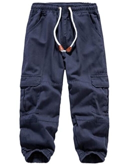 WIYOSHY Boys' Drawstring Elastic Waist Cargo Jogging Pants for Kids