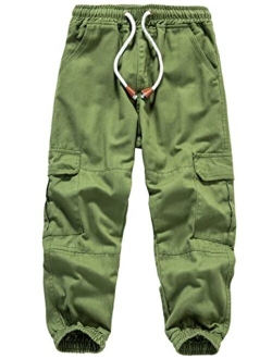 WIYOSHY Boys' Drawstring Elastic Waist Cargo Jogging Pants for Kids