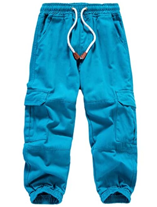 WIYOSHY Boys' Drawstring Elastic Waist Cargo Jogging Pants for Kids