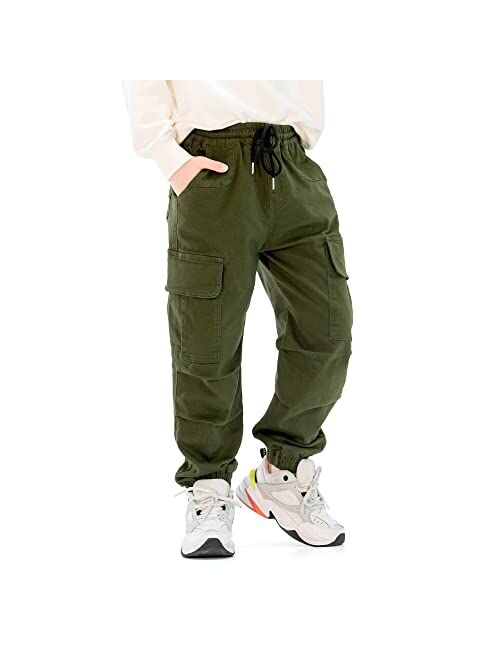 MINI PANDA Boys' Cargo Pant,Husky Boys Adjustable Waist Pants Size 6-16