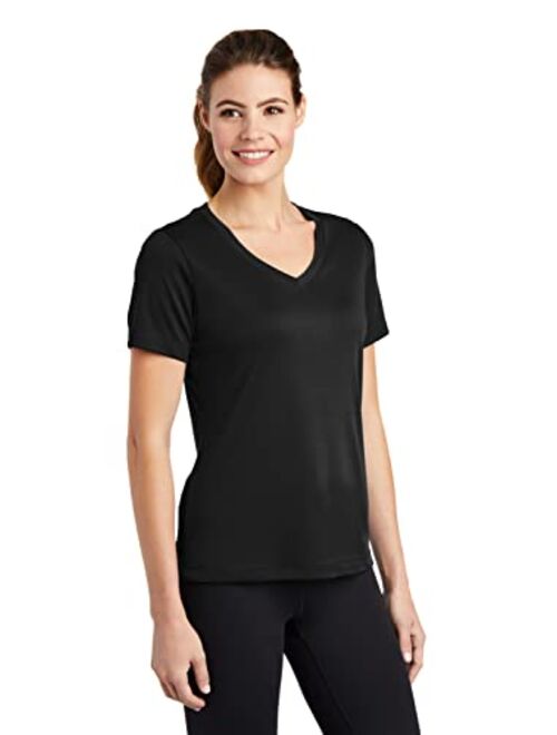 Clothe Co. Ladies Short Sleeve V-Neck Moisture Wicking Athletic Shirt