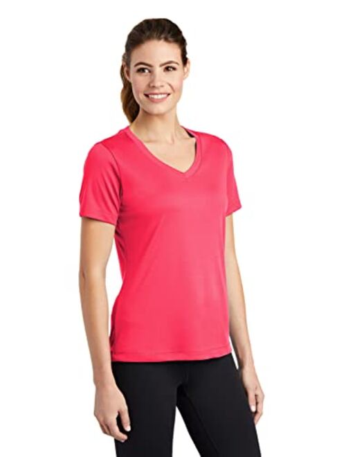 Clothe Co. Ladies Short Sleeve V-Neck Moisture Wicking Athletic Shirt