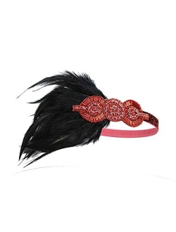 Countonme Art Deco 1920s Accessories Flapper Headband 20s Feather Headpiece Gatsby Costume Peacock Hair Accessories