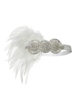 Countonme Art Deco 1920s Accessories Flapper Headband 20s Feather Headpiece Gatsby Costume Peacock Hair Accessories