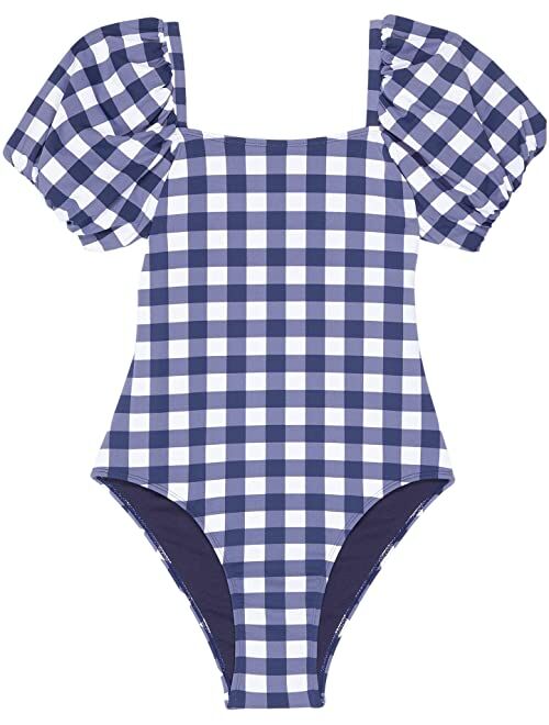 HABITUAL girl Plaid Chic Bubble Sleeve One-Piece (Big Kids)