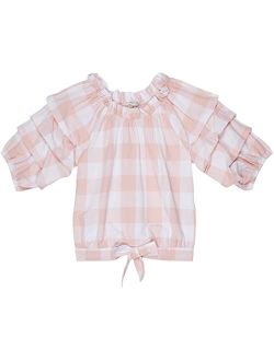 Puff Sleeve Gingham Top (Big Kids)