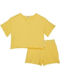 Split-Neck Top Shorts Set (Big Kids)