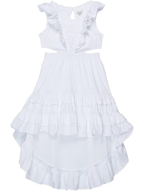 HABITUAL girl Girl's High-Low Ruffle Maxi Dress (Big Kids) White 16 (Big Kid)