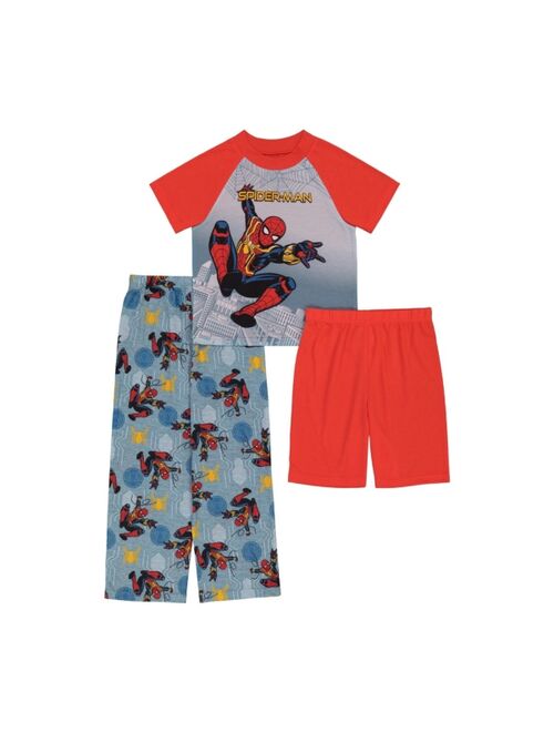 Spider-Man Big Boys Spiderman T-shirt, Shorts and Pajama, 3-Piece Set