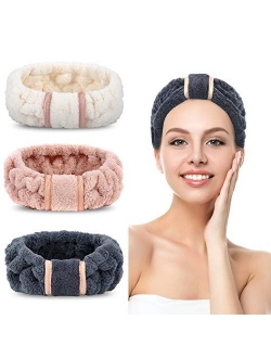 Doobo 3 Pack Spa Headbands Microfiber Headbands SkinCare Headbands Face Wash Headband Face Washing Headband Facial Headband Makeup Headband Towel Headbands for Women for 