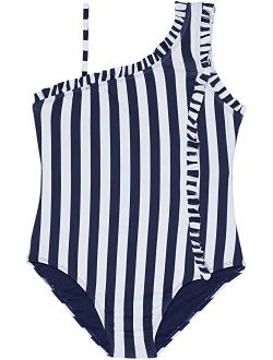 Mini Ruffles Stripe One-Piece (Big Kids)