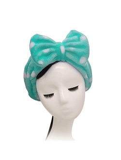 Shintop Sweet Super Soft Caroset Polka Dots Wash Cosmetic Headband Hairlace (Dark Blue Polka Dots)