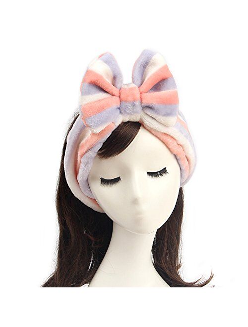 Shintop Sweet Super Soft Caroset Polka Dots Wash Cosmetic Headband Hairlace (Dark Blue Polka Dots)