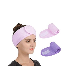 Gnafihz Facial Spa Headband - 3 Pcs Makeup Shower Bath Hair Wrap Sport Headband Adjustable Stretch Sweat Headband with Magic Tape,Fits All