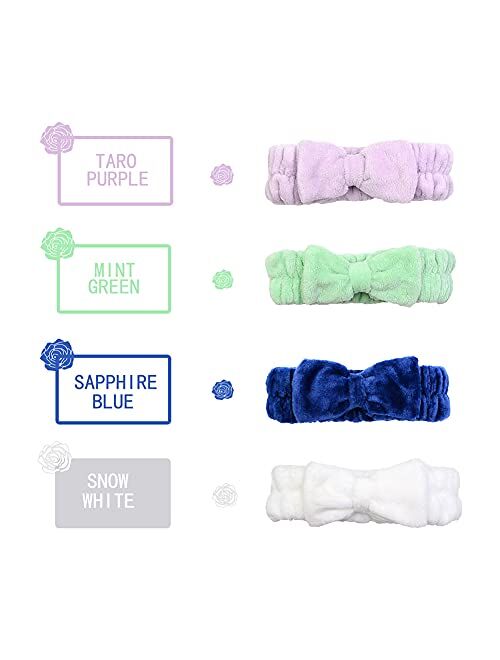 Chloven 7 Pcs Microfiber Bowtie Oversized Headbands Facial Makeup Headband Large Cosmetic Bowknot Hairlace Adjustable Elastic HairBand for Girls Women（Wide + Narrow style