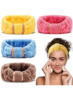 Iaxsee 4 Pack Microfiber Towel Headbands for Washing Face, Facial Headbands Makeup Headband Spa Headband Skincare Headband Fash Wash Headband for Women and Girls (Coffee,