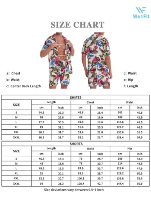 We1Fit Men's Hawaiian Shirts Flower Shirt Sets Button Down Short Sleeve Shirt Beach Suits Tropical Summer