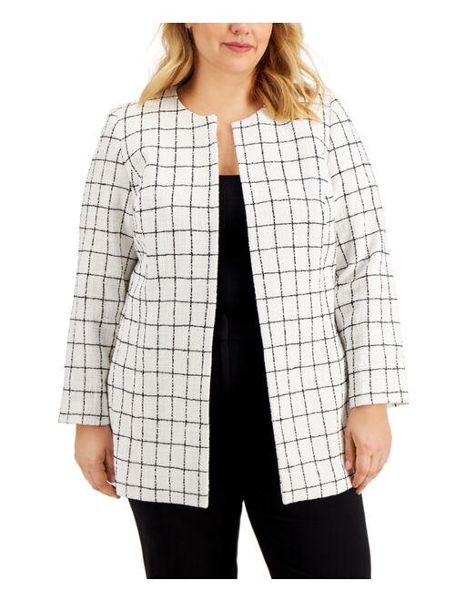 Kasper Plus Size Windowpane Jacket