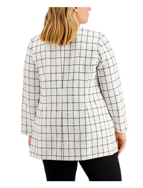 Kasper Plus Size Windowpane Jacket