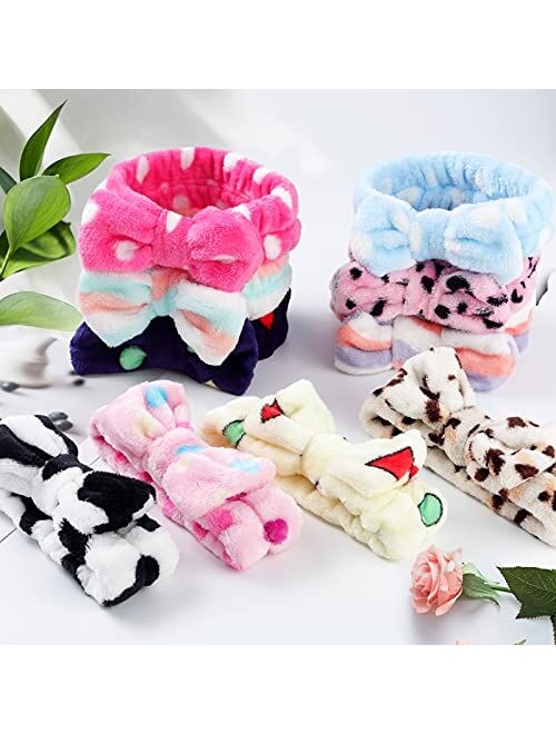 LAXIZAR 10 PCS Bow Headbands Shower Spa Headbands Headwraps for Women Washing Face Hair Band