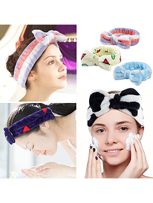 LAXIZAR 10 PCS Bow Headbands Shower Spa Headbands Headwraps for Women Washing Face Hair Band