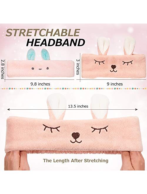 WILLBOND 6 Pieces Coral Fleece Headband Animal Spa Headband Soft Makeup Headband Cosmetic Headband for Washing Face Skincare Headbands Facial Headbands for Women Girls Fa