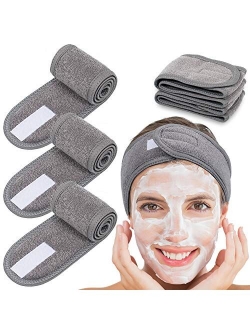 Spa Facial Headband Whaline 4 Counts Head Wrap Terry Cloth Headband Stretch Towel for Bath, Makeup and Sport, 3.5" Wide