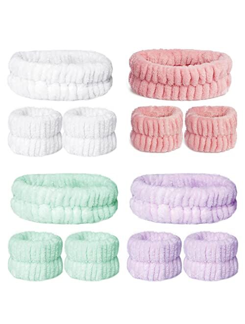 mifengda 12 Pieces Spa Facial Headband Women Makeup Headband Girls Washing Face Headband Soft Microfiber Spa Wrist Washband Ladies Spa Hair Wraps Headbands for Washing Fa