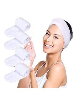 TDHDIKE 4 PCS Facial Spa Headbands, Makeup Shower Bath Wrap Sport Headband Terry Cloth Stretch Towel with Magic Tape