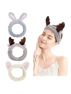 LADES Spa Headband - Women Facial Makeup Headband Coral Fleece Deer Angel Rabbit Hair Bands For Washing Face