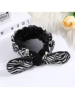 Chinshwehaw Makeup Headband Women's Cute Rabbit Ears Headbands Makeup Fashion Plush Hairband Fashion Cute Fluffy Elastic Makeup Headband Hairband for Shower, Face Washing